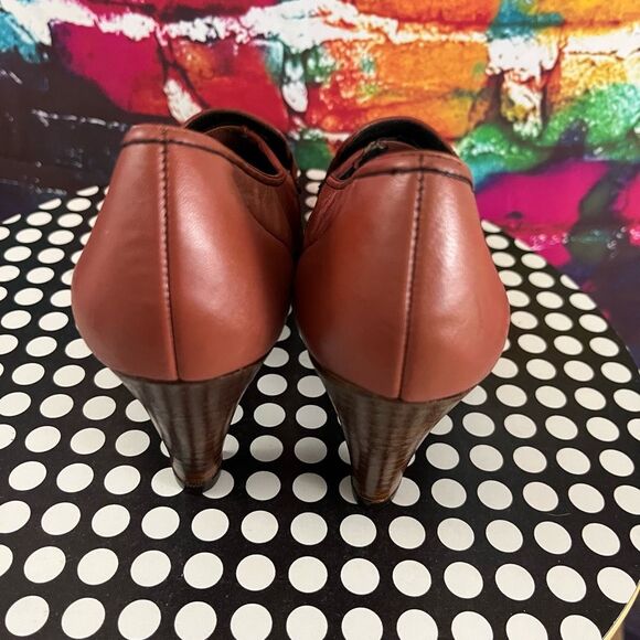 Vintage Naturalizer Stacked Heel Loafer Style Pump Size 7.5 Medium Leather - Picture 4 of 7